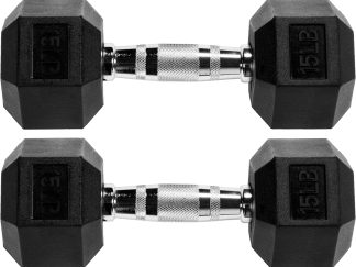 Signature Fitness Premium Rubber Encased Hex Dumbbell, Pairs