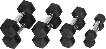 Signature Fitness Premium Rubber Coated Hex Dumbbell Weight ... - Image 4