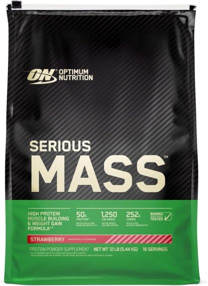 Serious Mass Strawberry Weight Gain Protein Powder | 12 lbs