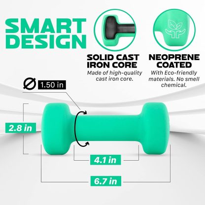Yes4All Neoprene Coated Dumbbell Hand Weight Sets of 2 - Mul... - Image 2