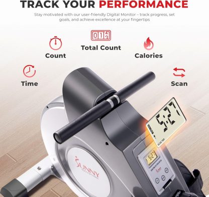 Sunny Health & Fitness Magnetic Rowing Machine with 53.4" Ex... - Image 6