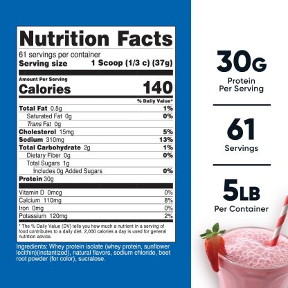 Nutricost Whey Protein Isolate (Strawberry Milkshake) 5LBS - Image 2