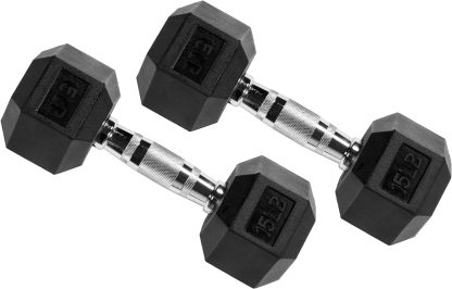Signature Fitness Premium Rubber Encased Hex Dumbbell, Pairs - Image 2