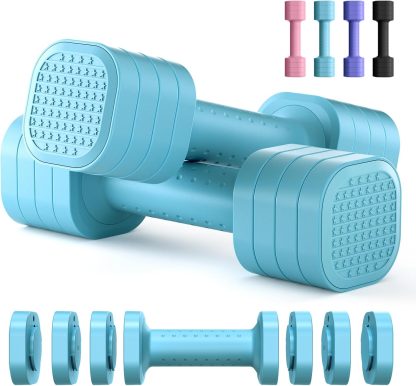 Adjustable Dumbbell Set of 2, 4 in 1 Free Weights Dumbbells ...