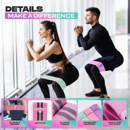Aura Fabric Resistance Bands Set | 3 Levels of Resistance, B... - Image 6