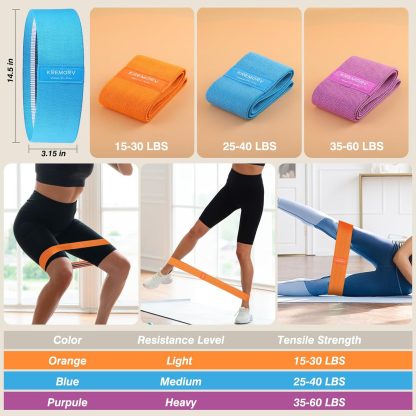 Hip Resistance Bands Exercise Workout Bands Non Slip Cloth H... - Image 2