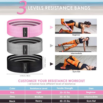 3 Levels Fabric Resistance Bands Set, Booty Bands for Workin... - Image 2