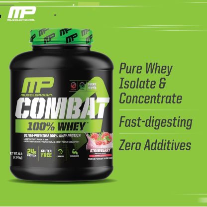 MusclePharm Combat 100% Whey Protein Powder, Strawberry Crea... - Image 4