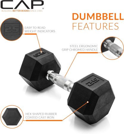 CAP Barbell Coated Dumbbell Set | 50lbs, 100lbs, 150lbs | Mu... - Image 4