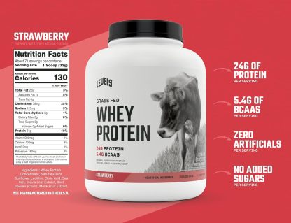Levels Grass Fed Whey Protein Powder, No Artificials, 24G of... - Image 2