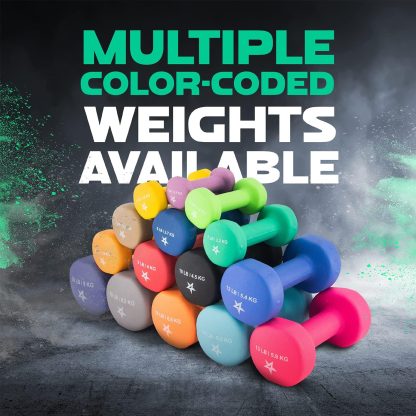 Yes4All Neoprene Coated Dumbbell Hand Weight Sets of 2 - Mul... - Image 4