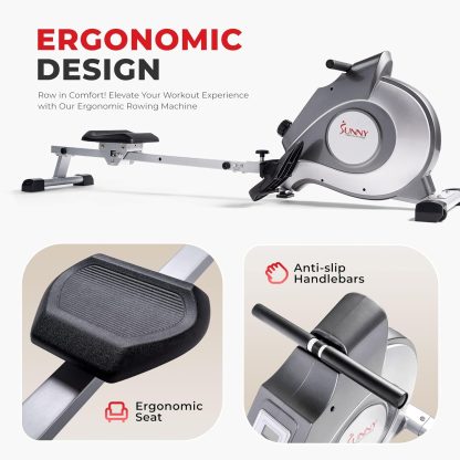 Sunny Health & Fitness Magnetic Rowing Machine with 53.4" Ex... - Image 4