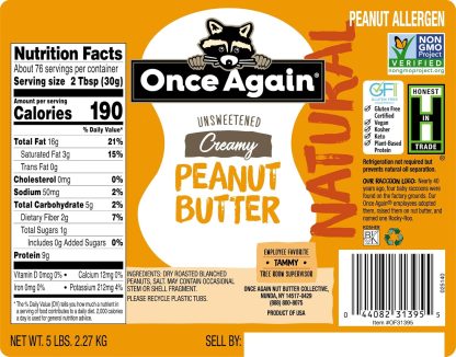 Once Again Natural, Creamy Peanut Butter, 5lb Pantry Pal (sa... - Image 2