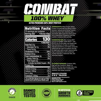 MusclePharm Combat 100% Whey Protein Powder, Strawberry Crea... - Image 2