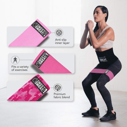 Sweet Sweat Hip Bands and Resistance Set with 3 Levels of Re... - Image 3