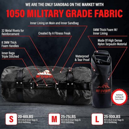 Sandbag Workout Bag & Sandbag Kettlebell Set - Heavy Duty Fu... - Image 4