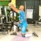 water bottle lunge stretch front lat raise